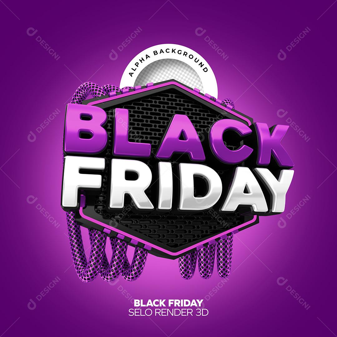 Selo 3D para Composição Black Friday PNG Transparente Sem Fundo