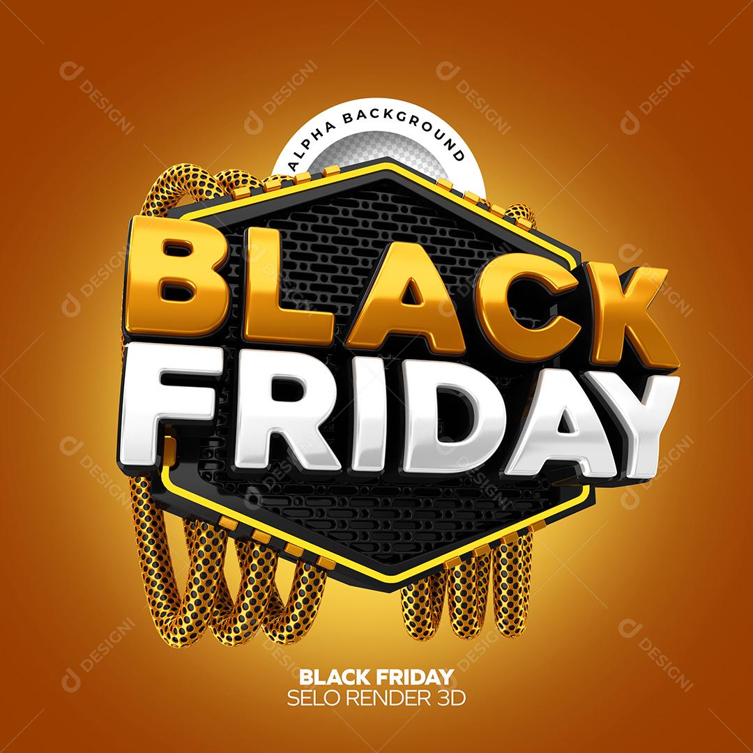 Selo 3D para Composição Black Friday PNG Transparente Sem Fundo