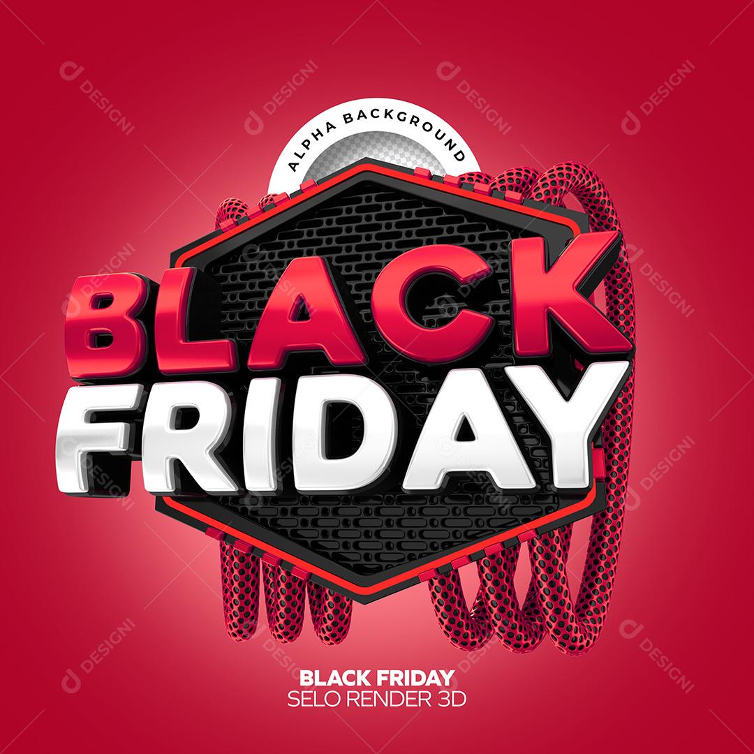 Selo 3D para Composição Black Friday PNG Transparente Sem Fundo