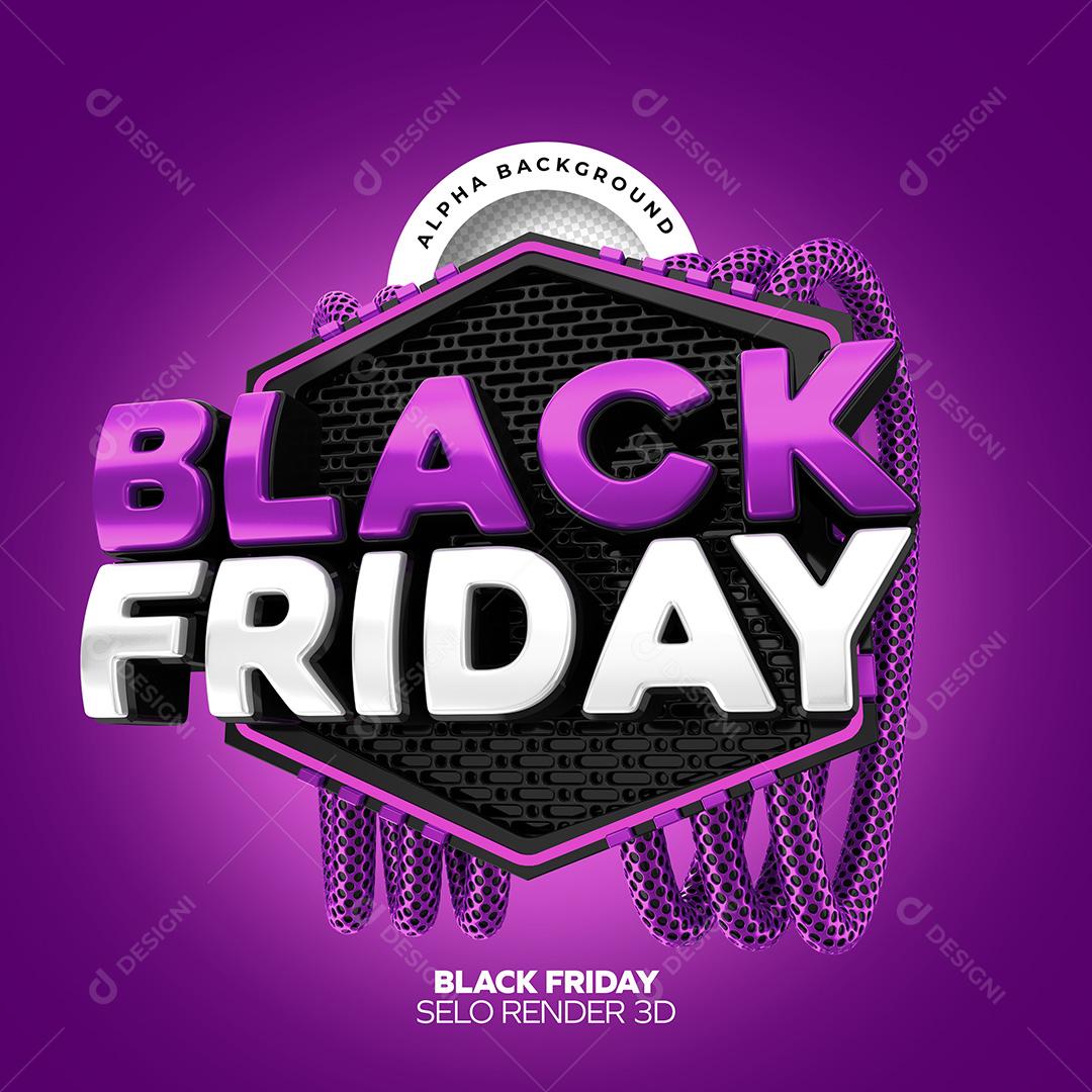 Selo 3D para Composição Black Friday PNG Transparente Sem Fundo