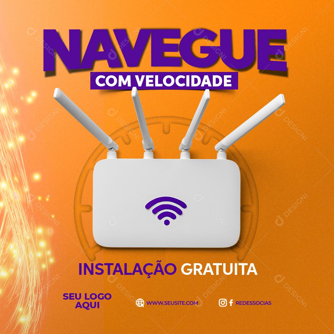 Navegue Com Velocidade Internet Social Media PSD Editável