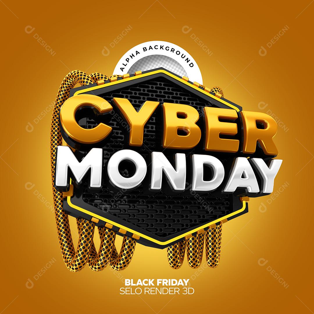 Selo 3D para Composição Cyber Monday PNG Transparente Sem Fundo