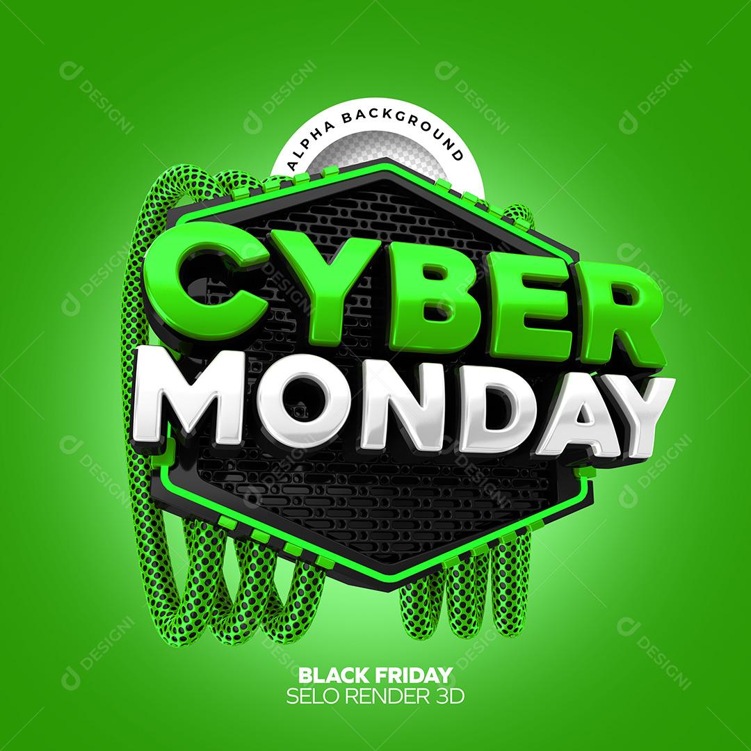 Selo 3D para Composição Cyber Monday PNG Transparente Sem Fundo