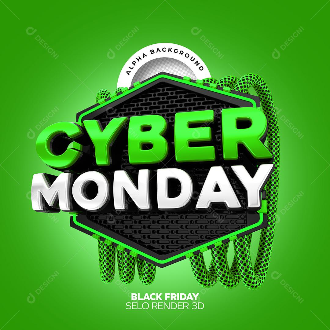 Selo 3D para Composição Cyber Monday PNG Transparente Sem Fundo