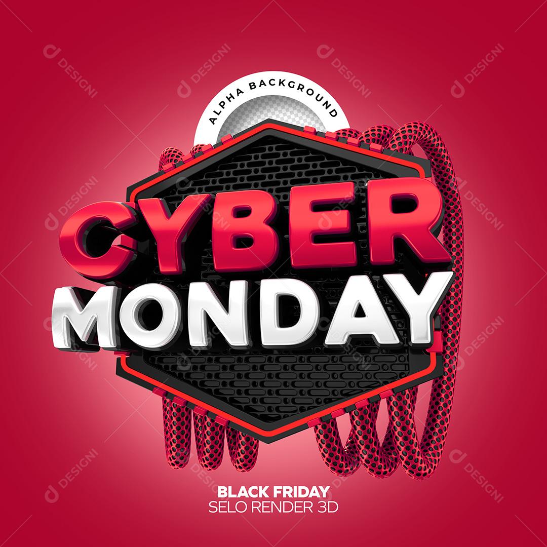 Selo 3D para Composição Cyber Monday PNG Transparente Sem Fundo