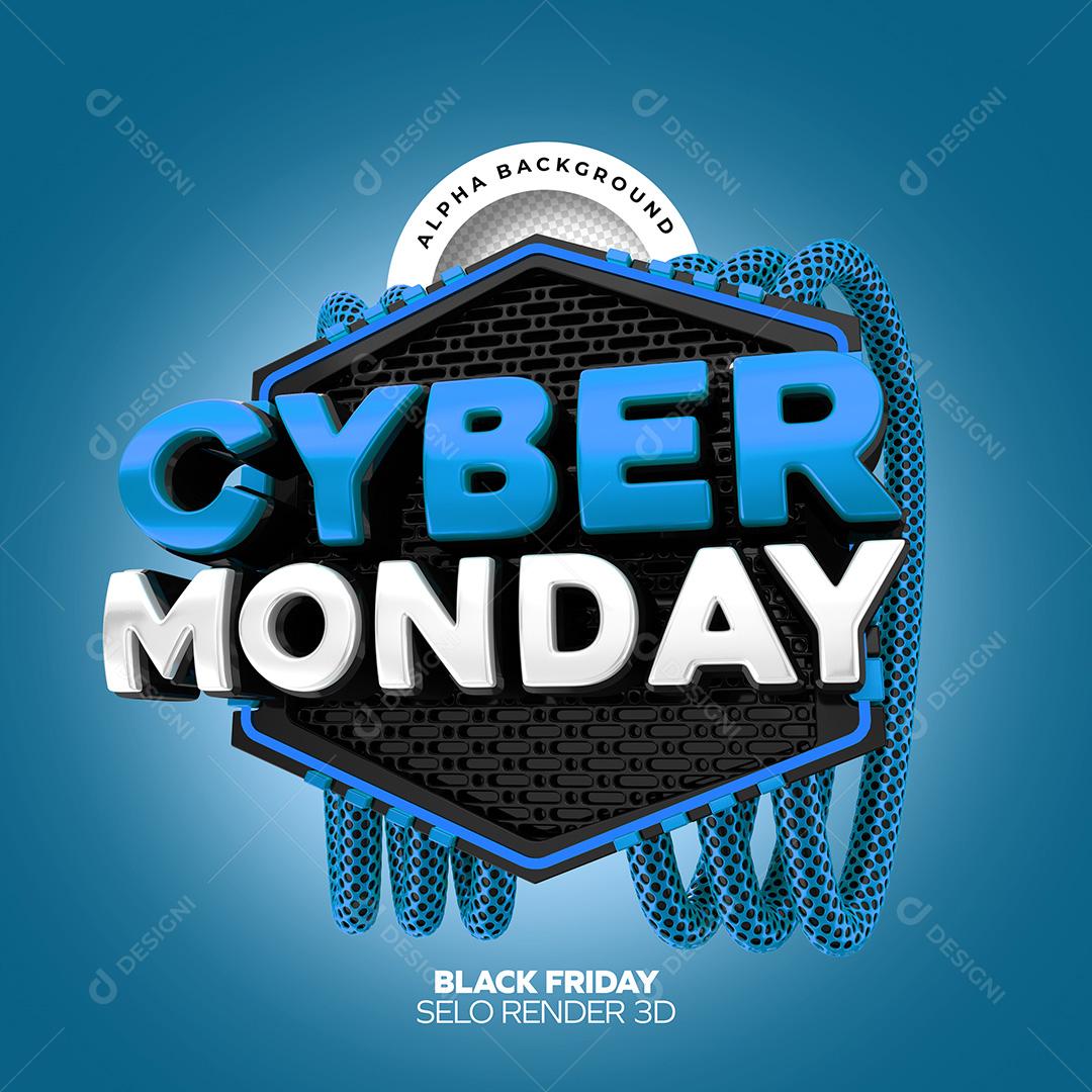 Selo 3D para Composição Cyber Monday PNG Transparente Sem Fundo