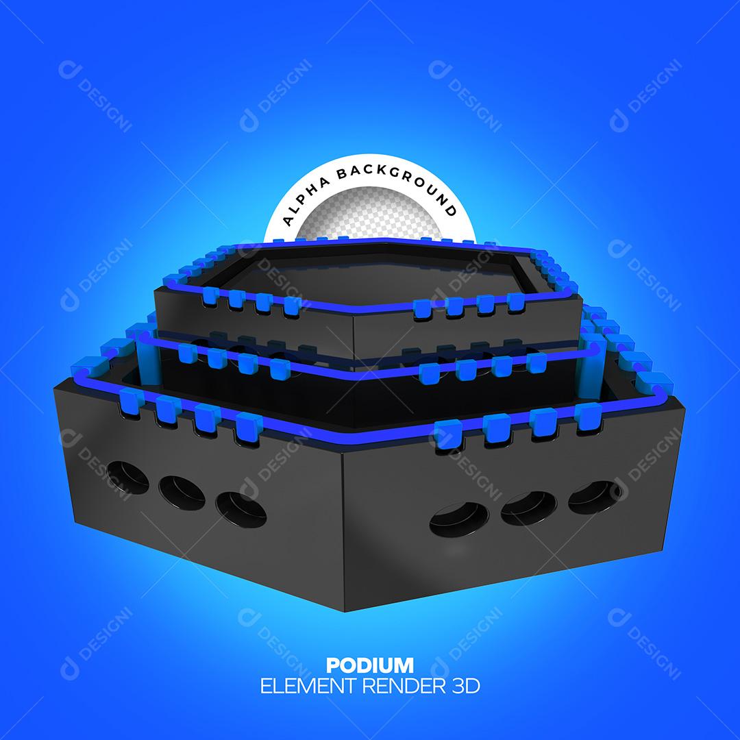 Elemento 3D Para Composição Base Pódio 3D PNG Transparente Sem Fundo