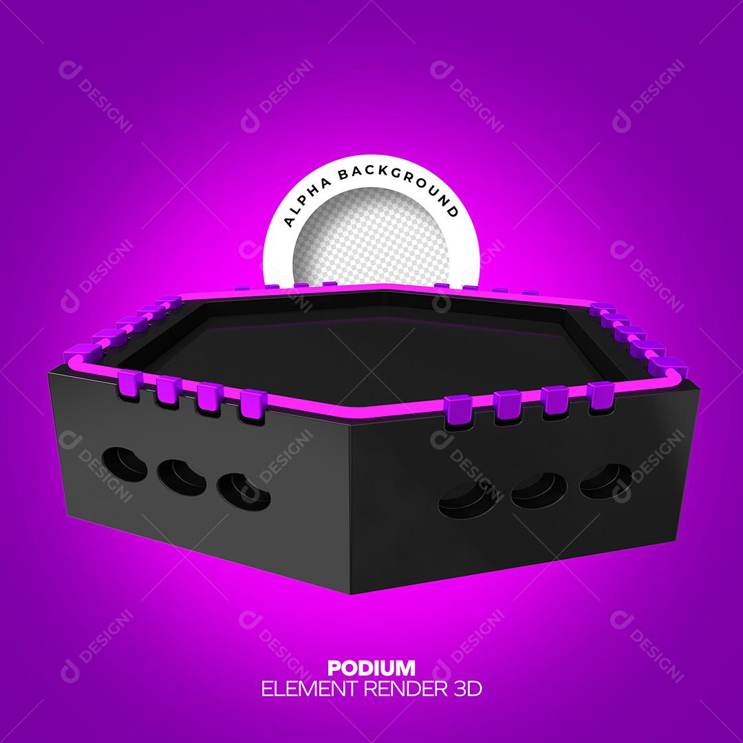 Elemento 3D Para Composição Base Pódio 3D PNG Transparente Sem Fundo