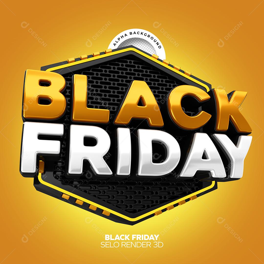 Selo 3D para Composição Black Friday PNG Transparente Sem Fundo