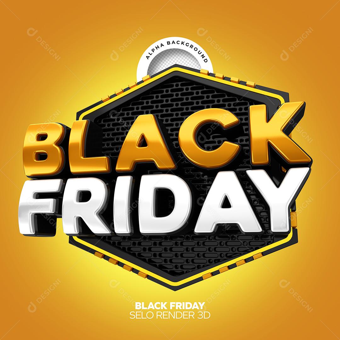 Selo 3D para Composição Black Friday PNG Transparente Sem Fundo