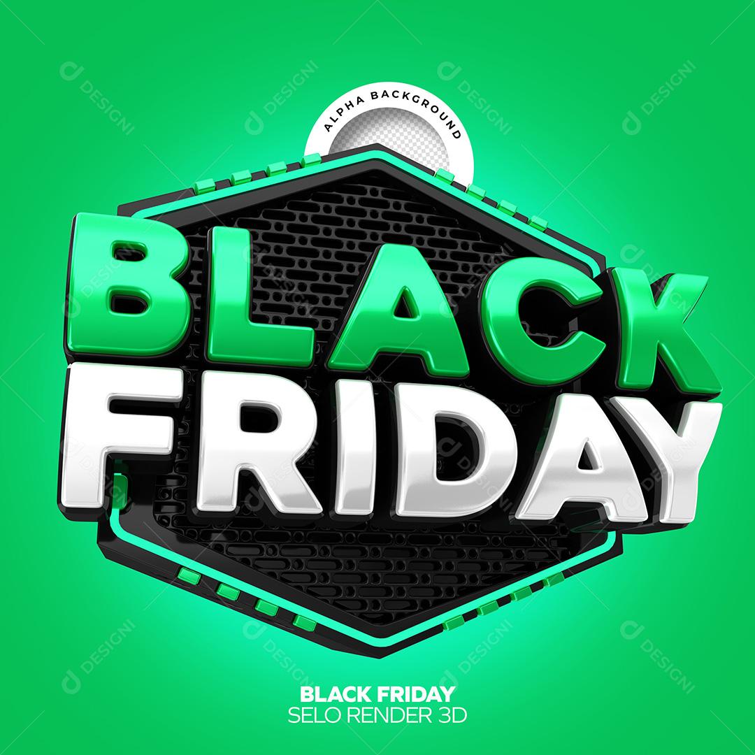 Selo 3D para Composição Black Friday PNG Transparente Sem Fundo