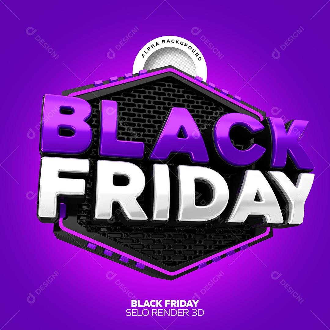 Selo 3D para Composição Black Friday PNG Transparente Sem Fundo