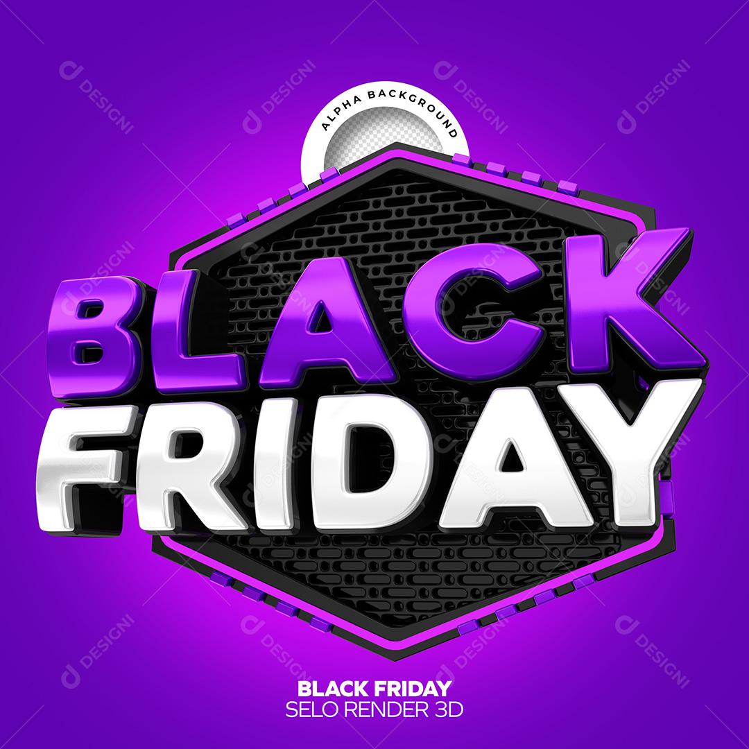 Selo 3D para Composição Black Friday PNG Transparente Sem Fundo