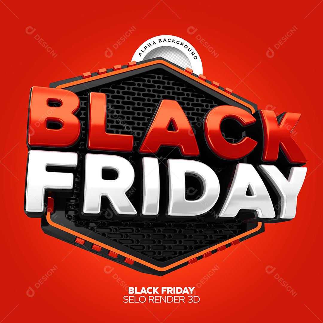 Selo 3D para Composição Black Friday PNG Transparente Sem Fundo