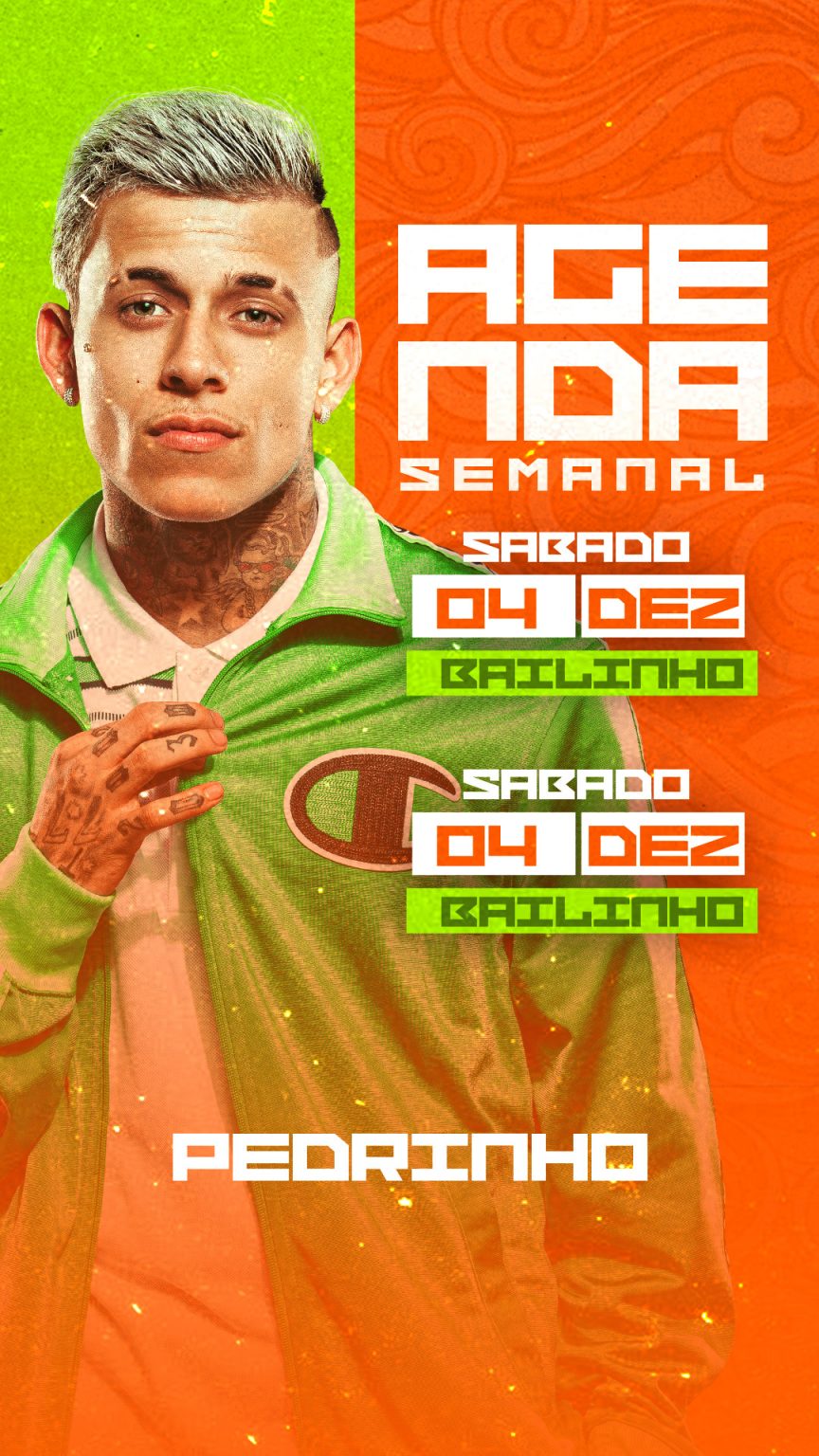 Feed Flayer Agenda Semanal Pedrinho Social Media PSD Editável