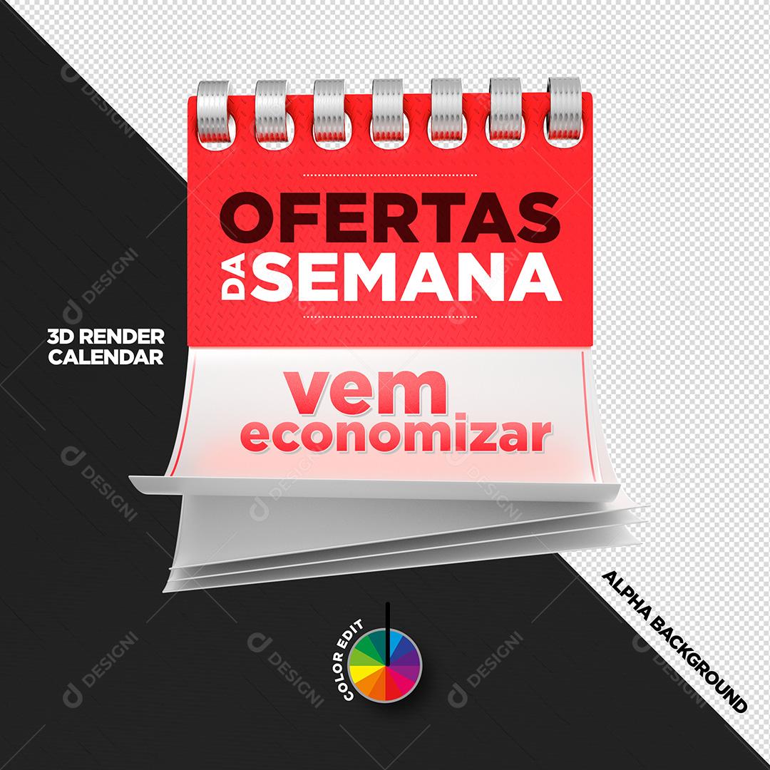 Selo 3D para Composição Ofertas da Semana PSD Cores e Textos Editáveis