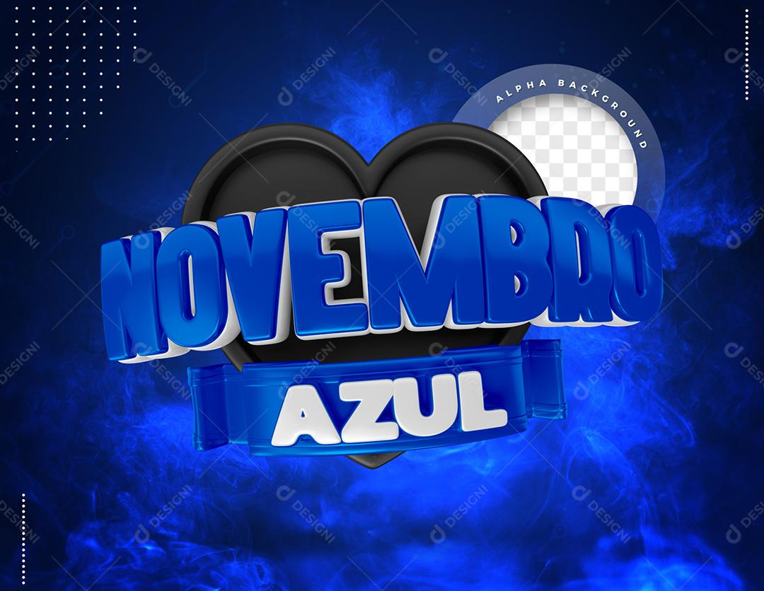 Selo 3D para Composição Novembro Azul PSD
