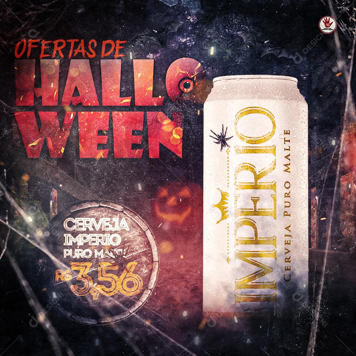 Post Feed Distribuidora Ofertas de Halloween Cerveja Imperio Social Media PSD Editável