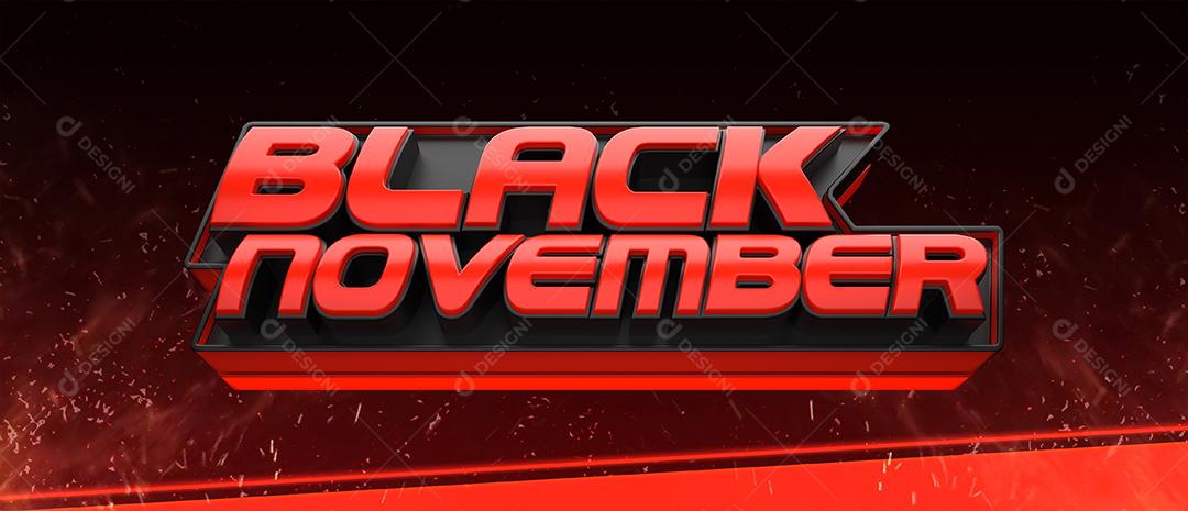 Black November Selo 3D Vermelho Para Composição PNG Transparente