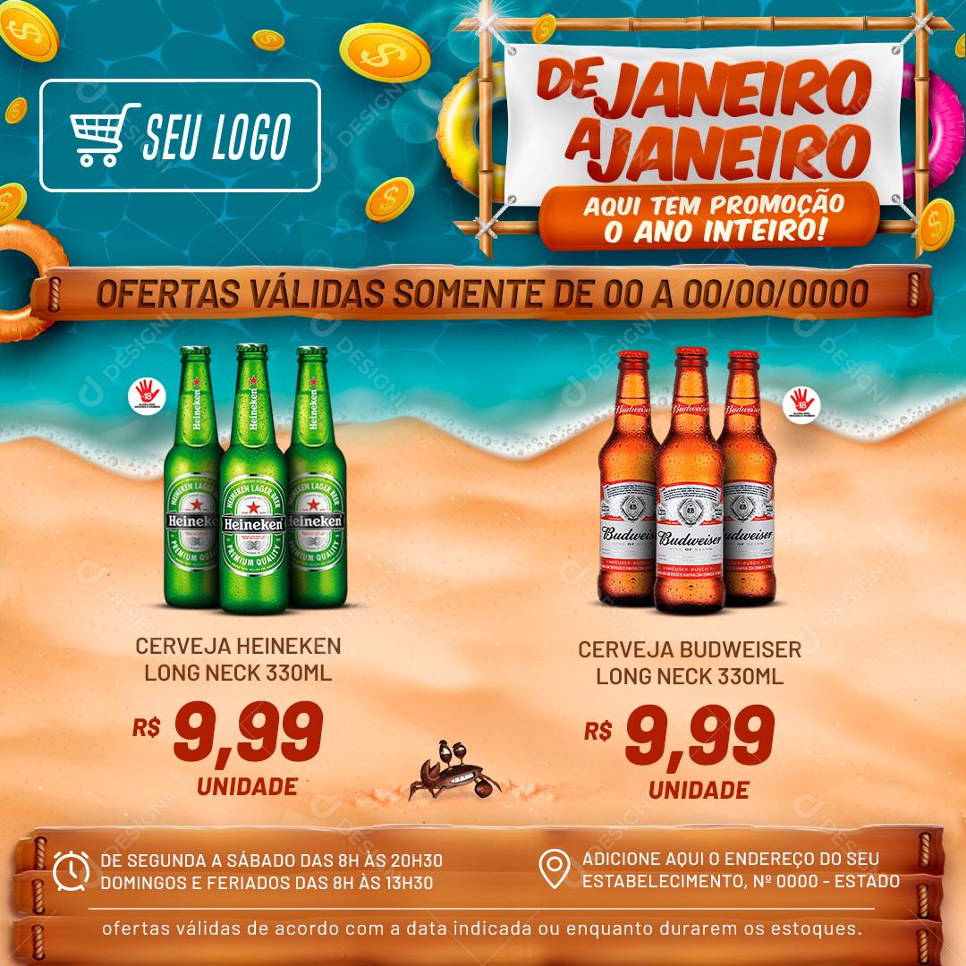 Promoção de Janeiro a Janeiro Social Media PSD Editável