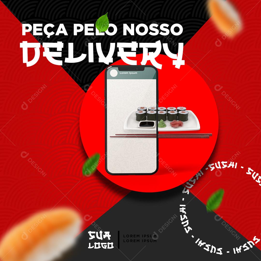 Peça Pelo Nosso Delivery De Sushi Social Media PSD Editável