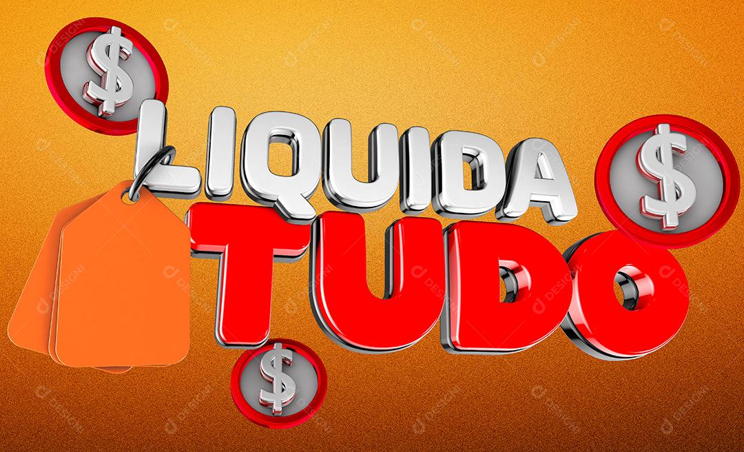 Liquida Tudo Selo 3D Para Composição PSD Editável