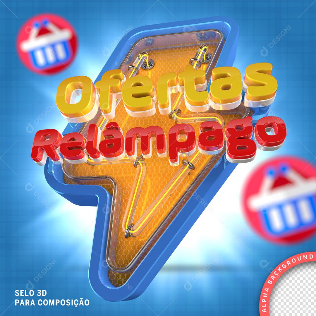 Oferta Relâmpago Selo 3D Para Composição PNG Transparente