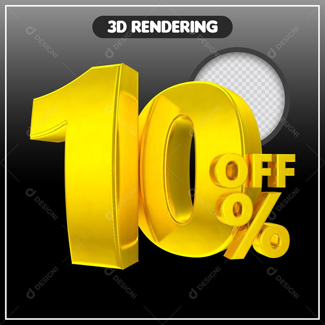 Elemento 3D Para Composição 10% OFF Dourado PSD