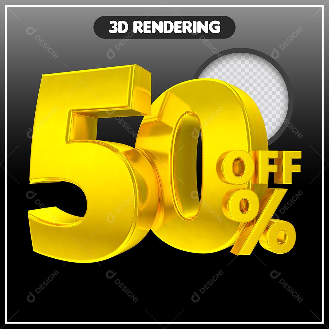 Elemento 3D Para Composição 10% OFF Dourado PSD