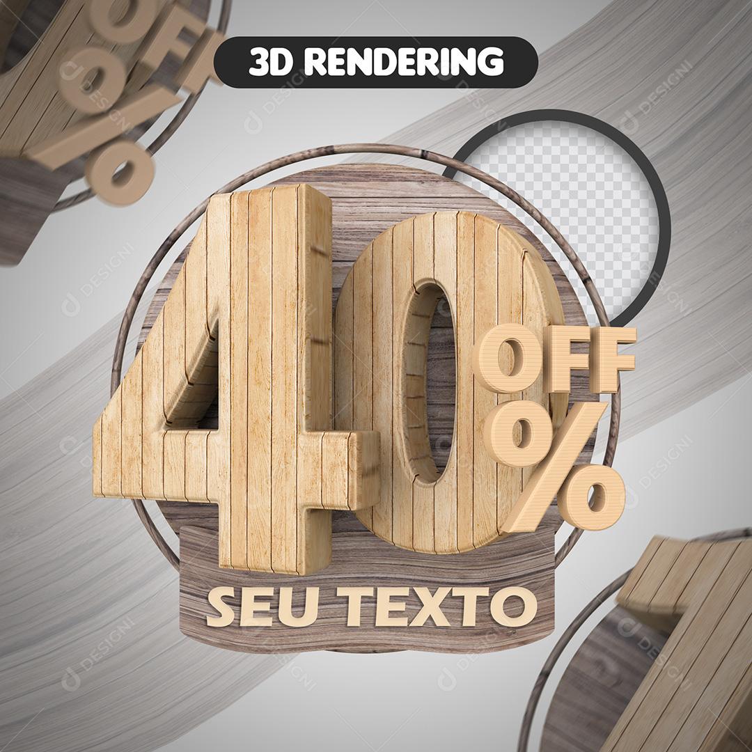 Elemento 3D Para Composição 40% OFF Amadeirado PSD Texto Editável