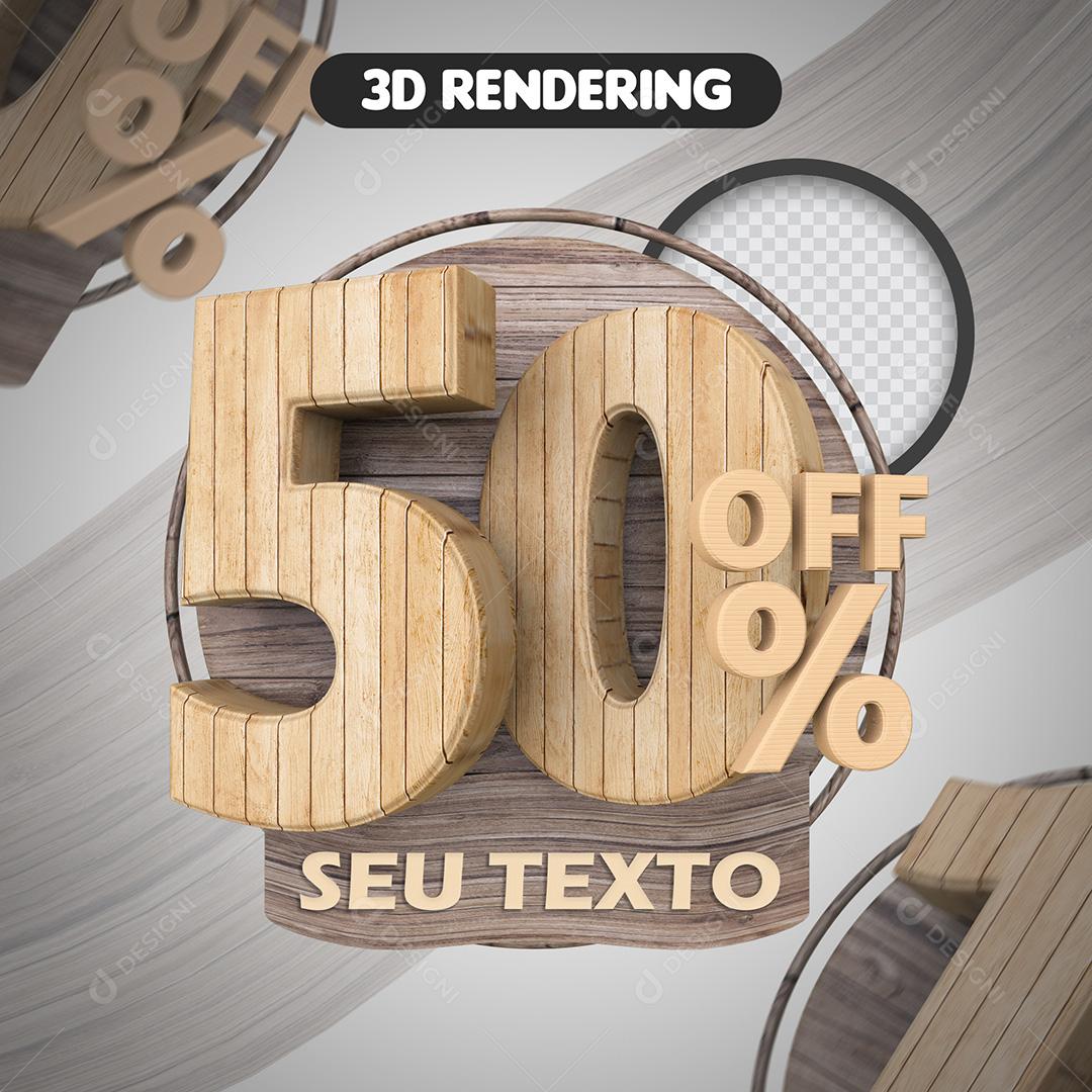 Elemento 3D Para Composição 50% OFF Amadeirado PSD Texto Editável
