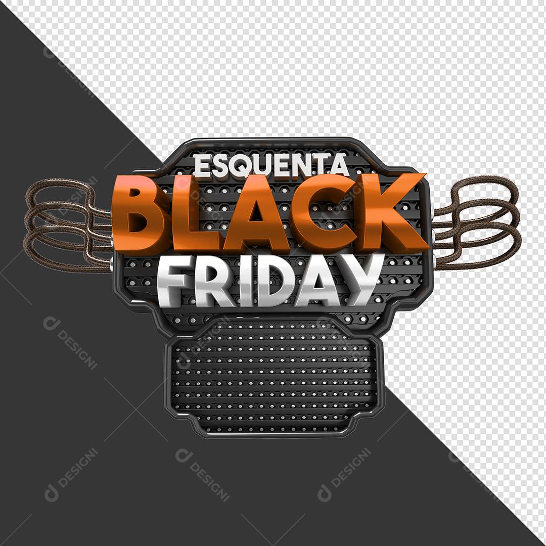 Selo 3D para Composição Esquenta Black Friday PNG Transparente Sem Fundo