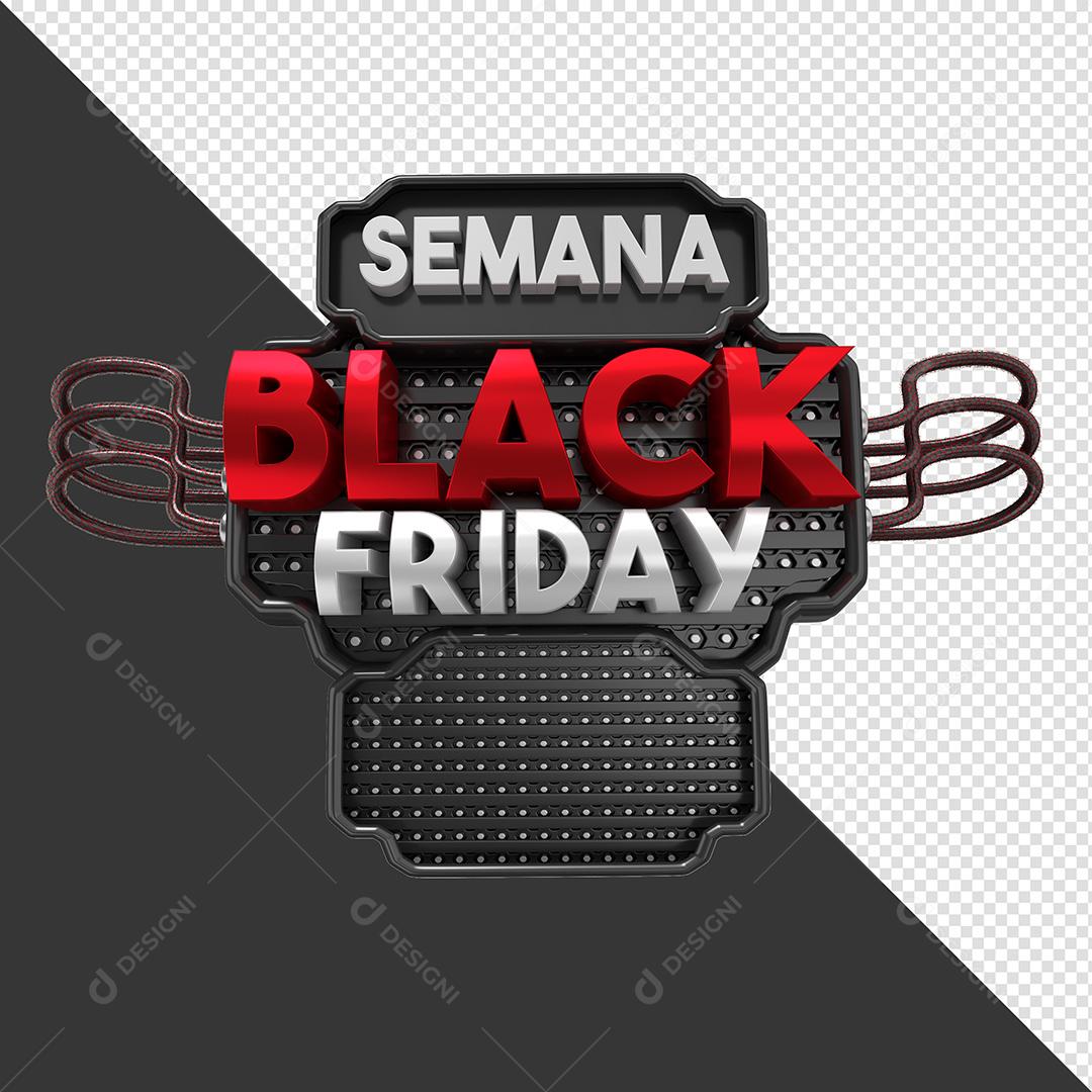 Selo 3D para Composição Semana Black Friday PNG Transparente Sem Fundo