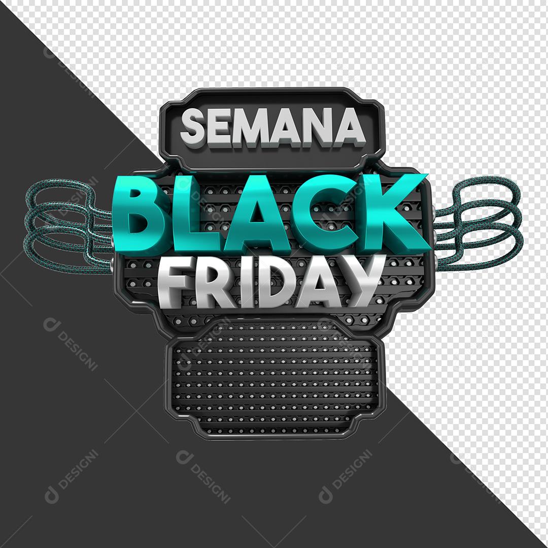 Selo 3D para Composição Semana Black Friday PNG Transparente Sem Fundo