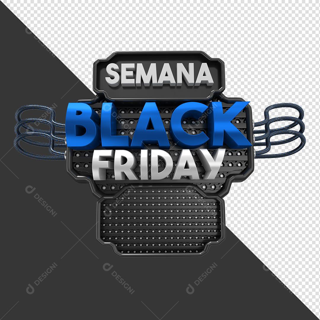 Selo 3D para Composição Semana Black Friday PNG Transparente Sem Fundo
