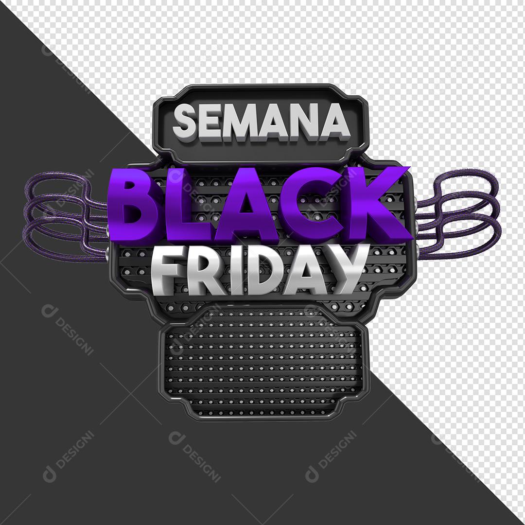 Selo 3D para Composição Semana Black Friday PNG Transparente Sem Fundo