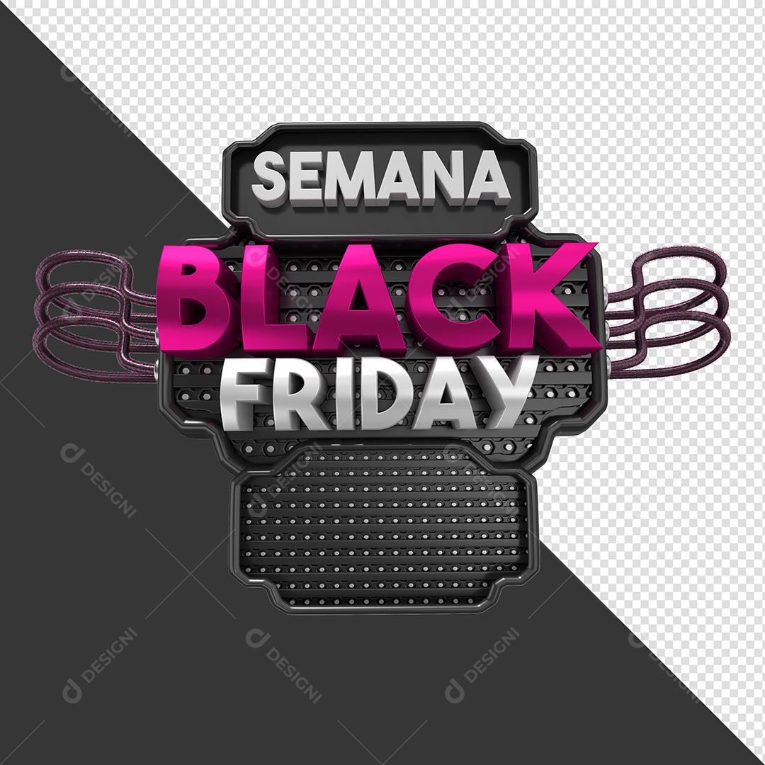 Selo 3D para Composição Semana Black Friday PNG Transparente Sem Fundo