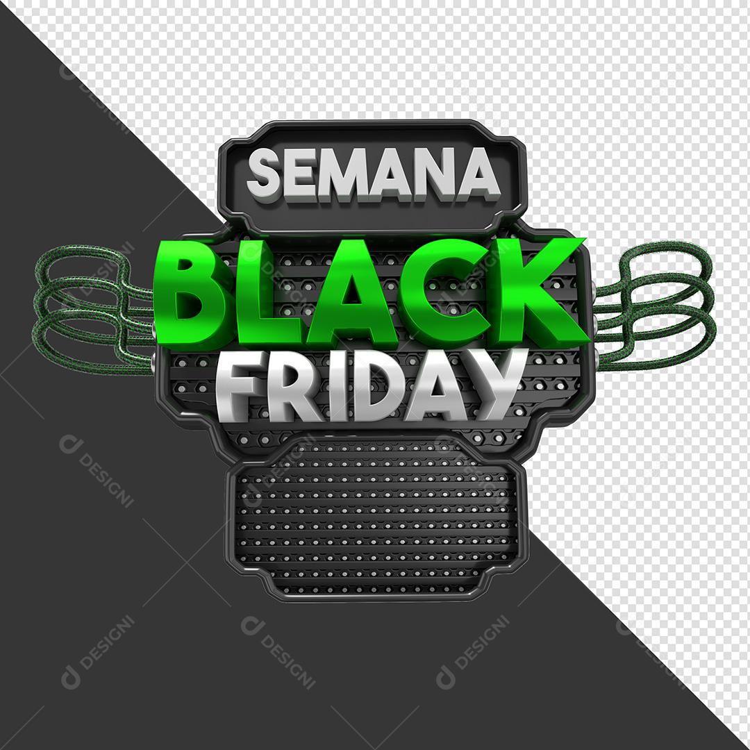 Selo 3D para Composição Semana Black Friday PNG Transparente Sem Fundo