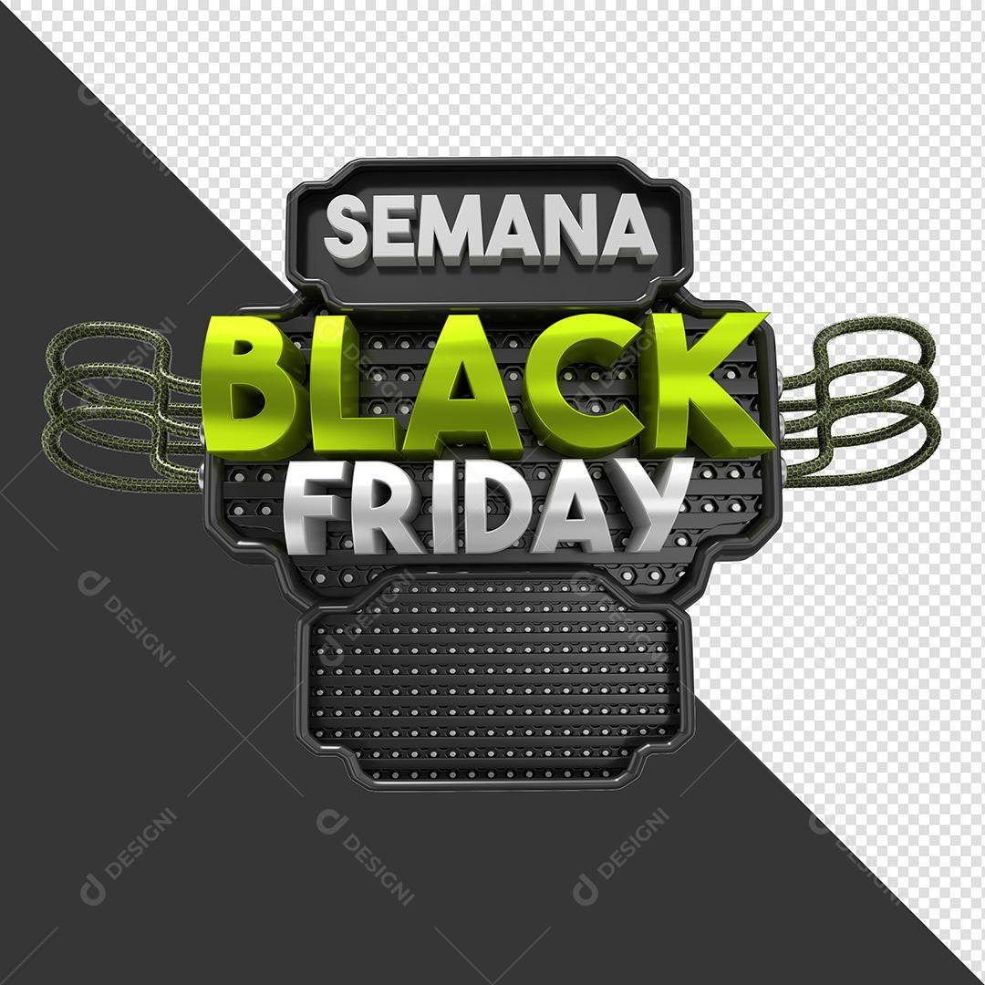 Selo 3D para Composição Semana Black Friday PNG Transparente Sem Fundo