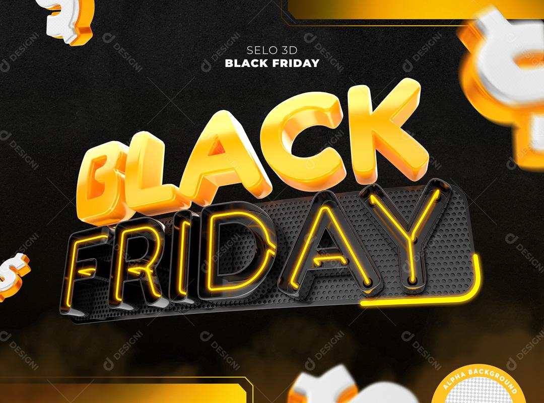 Selo 3D Para Composição Black Friday Novembro