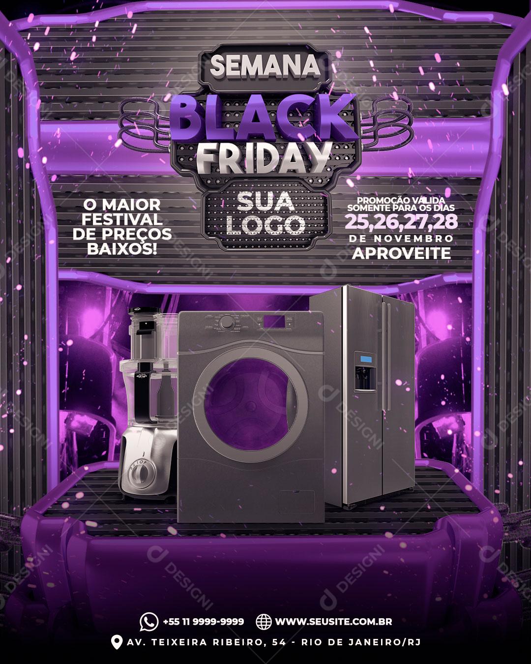 Post Feed Loja Semana Black Friday Produtos Eletrodomésticos Social Media PSD Editável