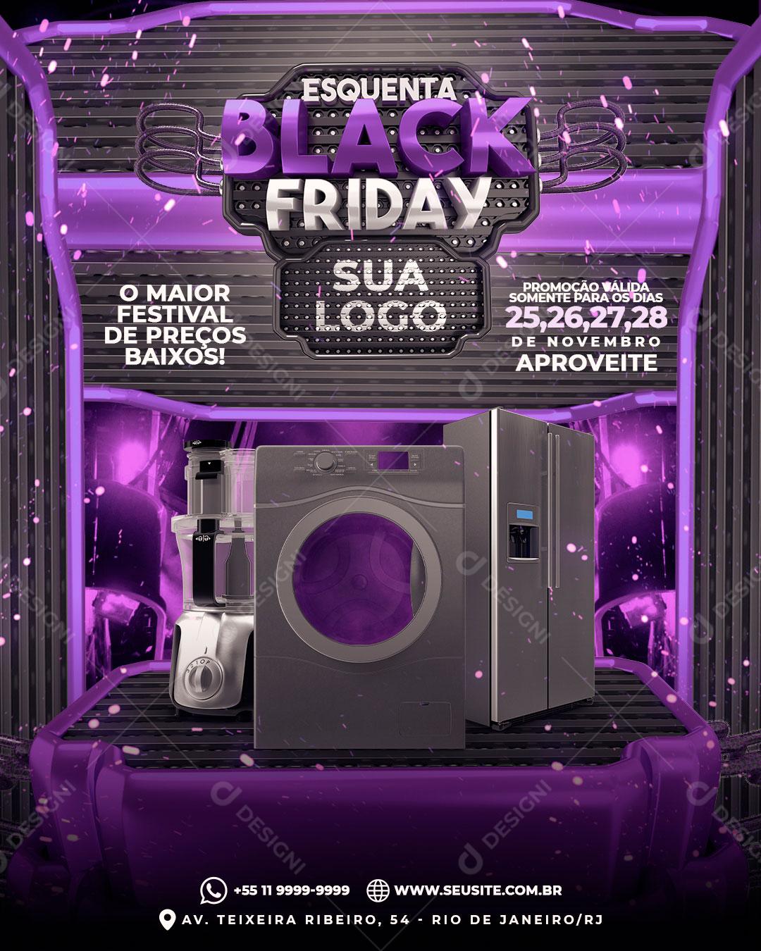 Post Esquenta Black Friday Eletrodomésticos Social Media PSD Editável