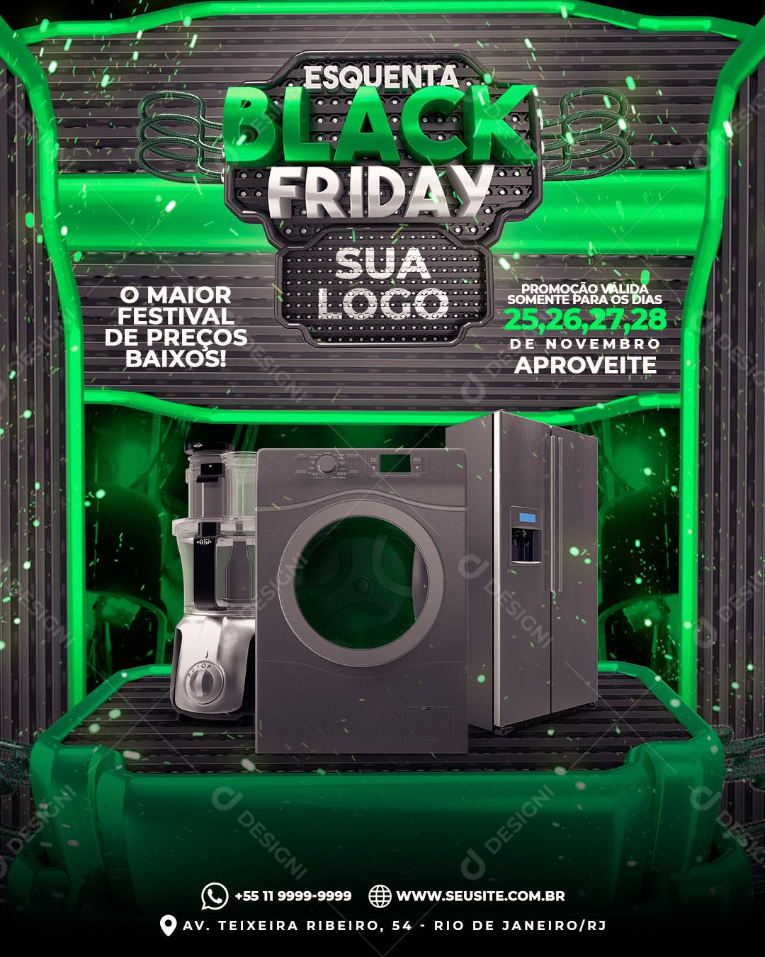 Post Esquenta Black Friday Eletrodomésticos Social Media PSD Editável