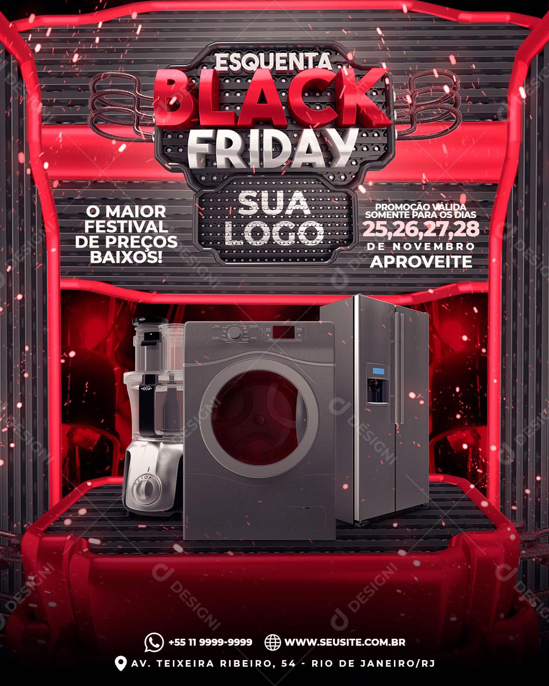 Post Esquenta Black Friday Eletrodomésticos Social Media PSD Editável
