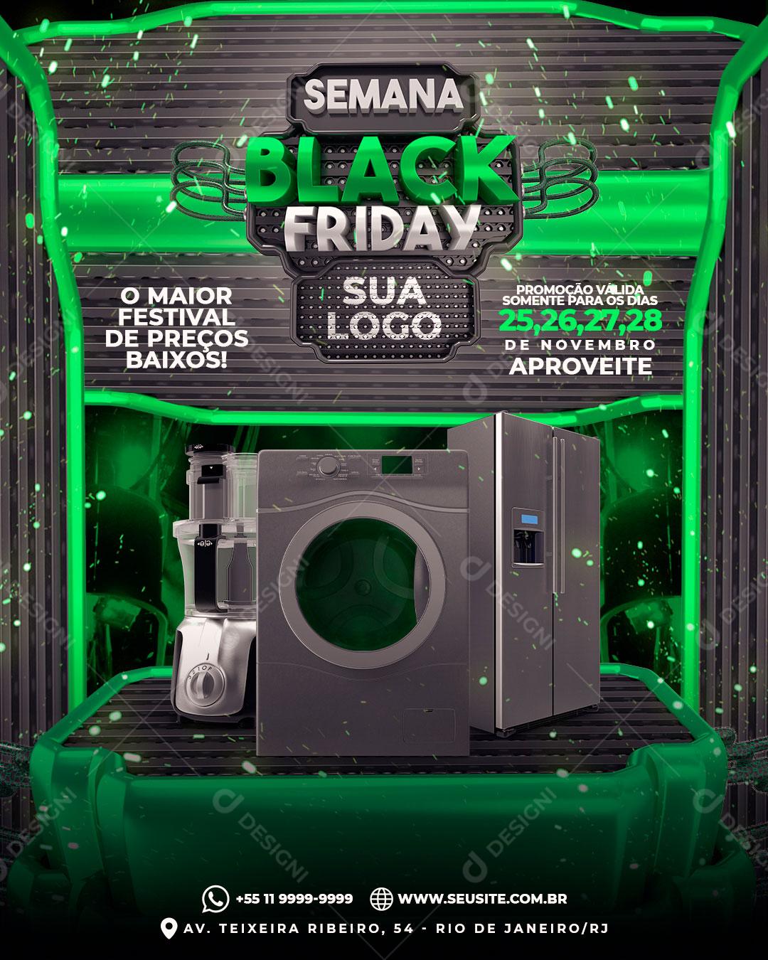 Post Semana Black Friday Eletrodomésticos Social Media PSD Editável