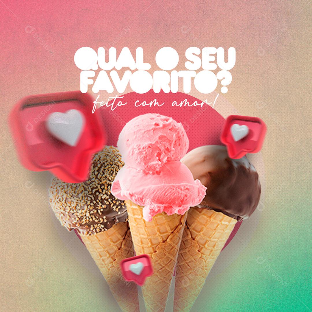Post Sorveteria Qual O Seu Favorito Social Media PSD Editável