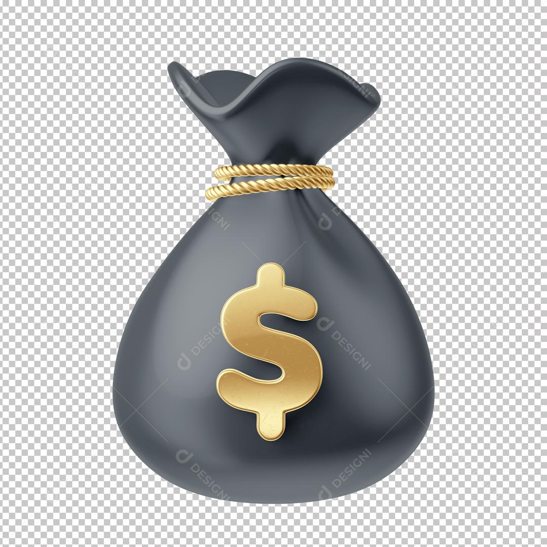 Elemento 3D Para Composição Saco Com Moedas Imagem PNG