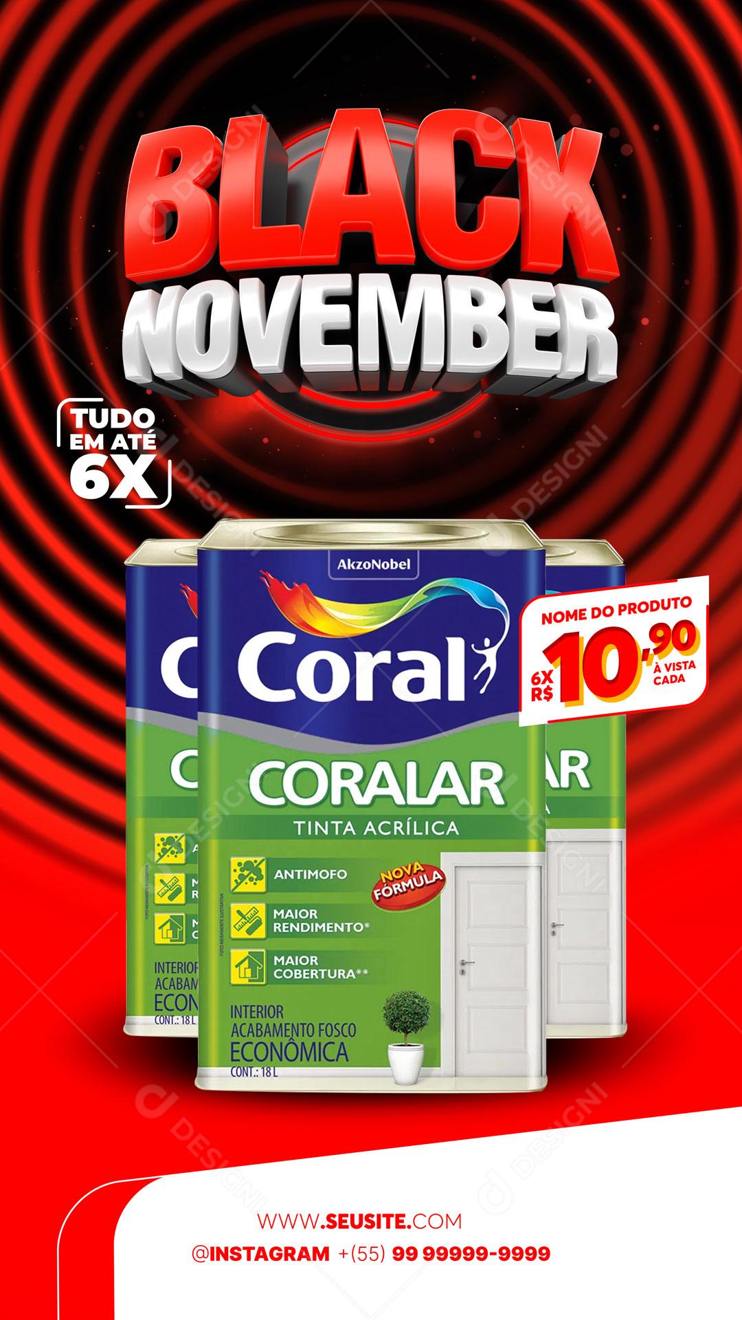 Post Story Black Friday Material de Construção Tinta Social Media PSD Editável