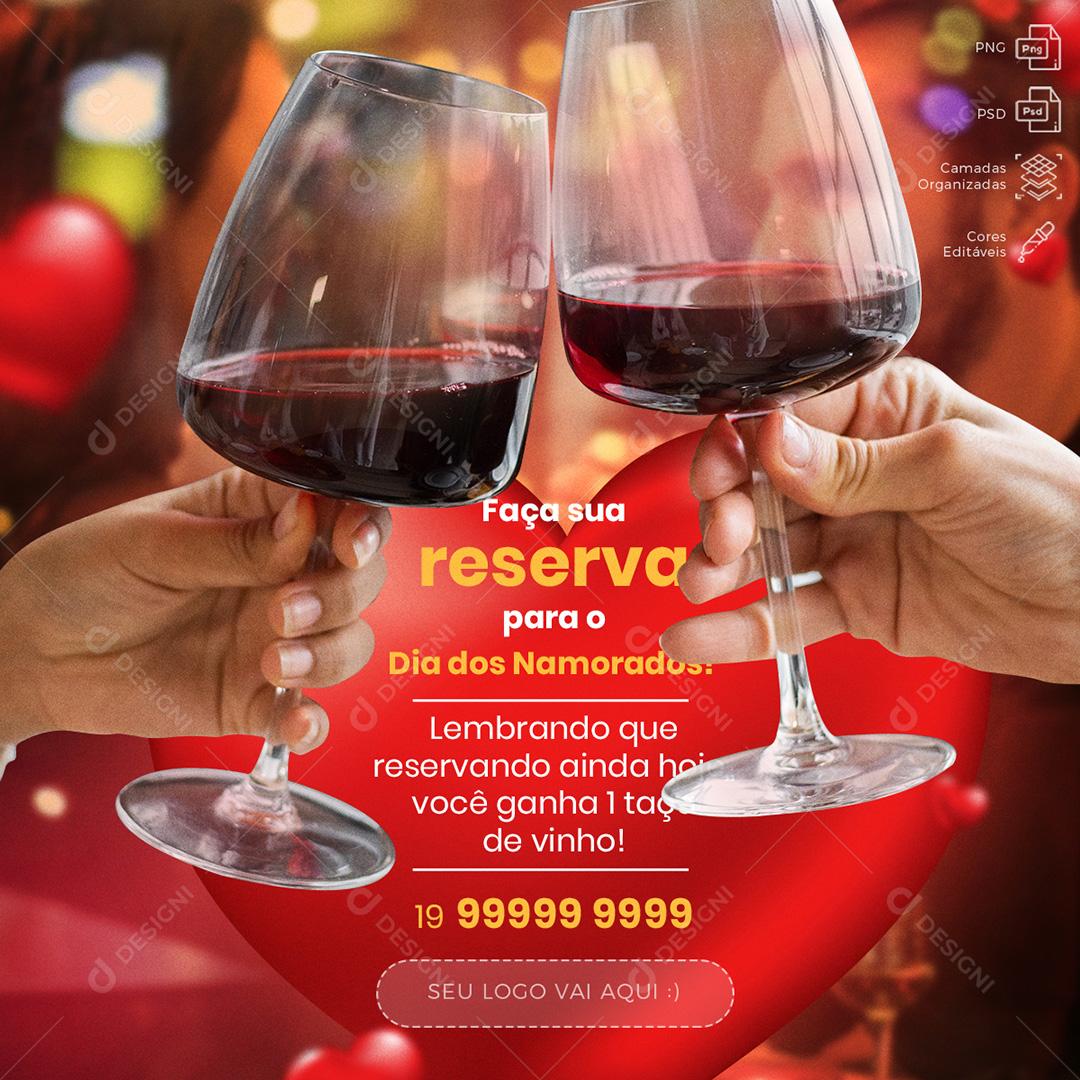 Post Restaurante Jantar Especial Dia Dos Namorados Social Media PSD Editável
