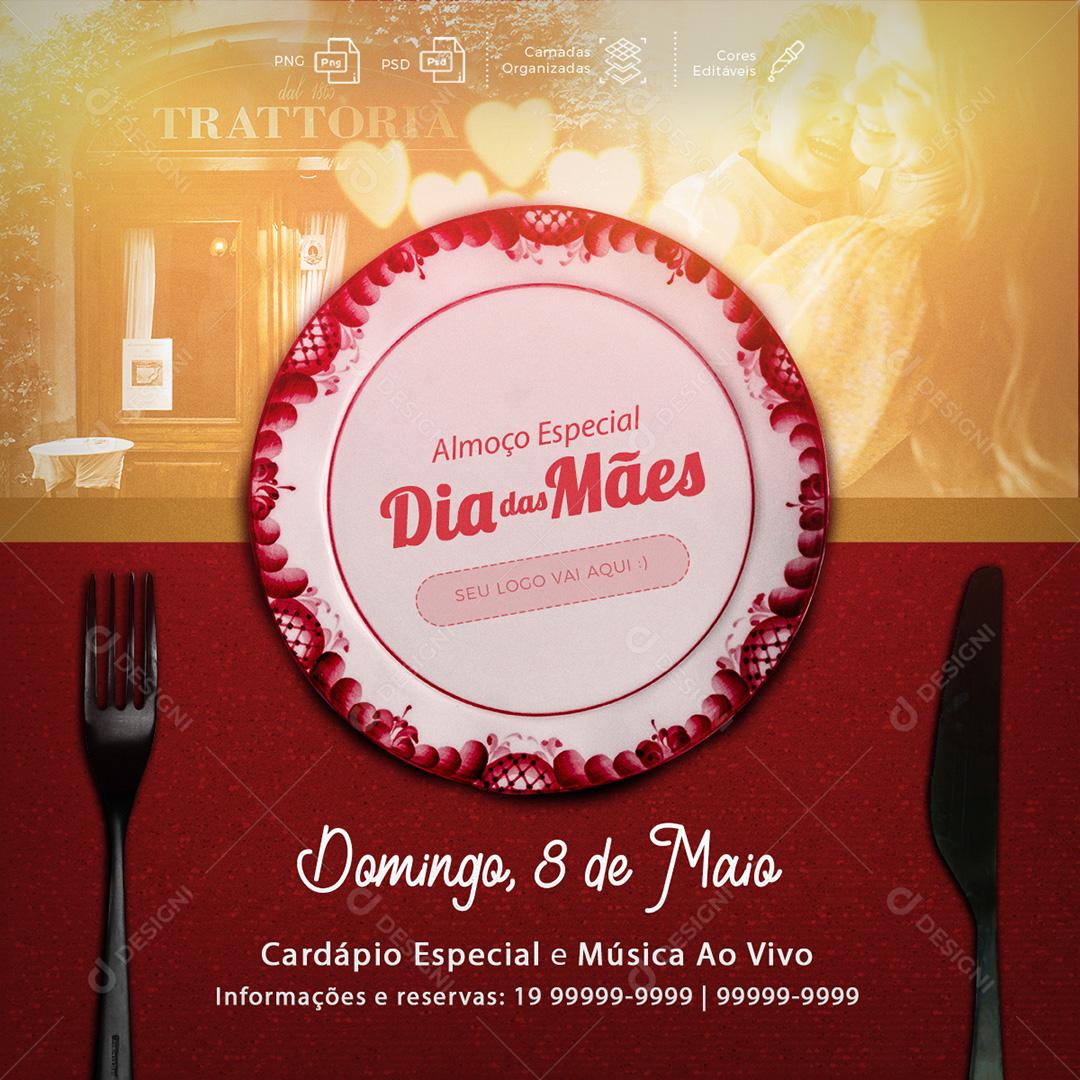 Post Restaurante Almoço Especial Dia Das Mães Social Media PSD Editável